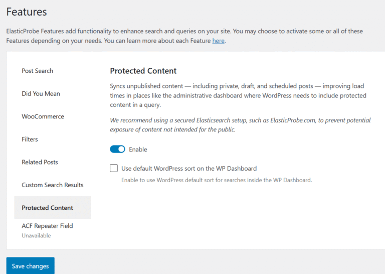 Protected content feature