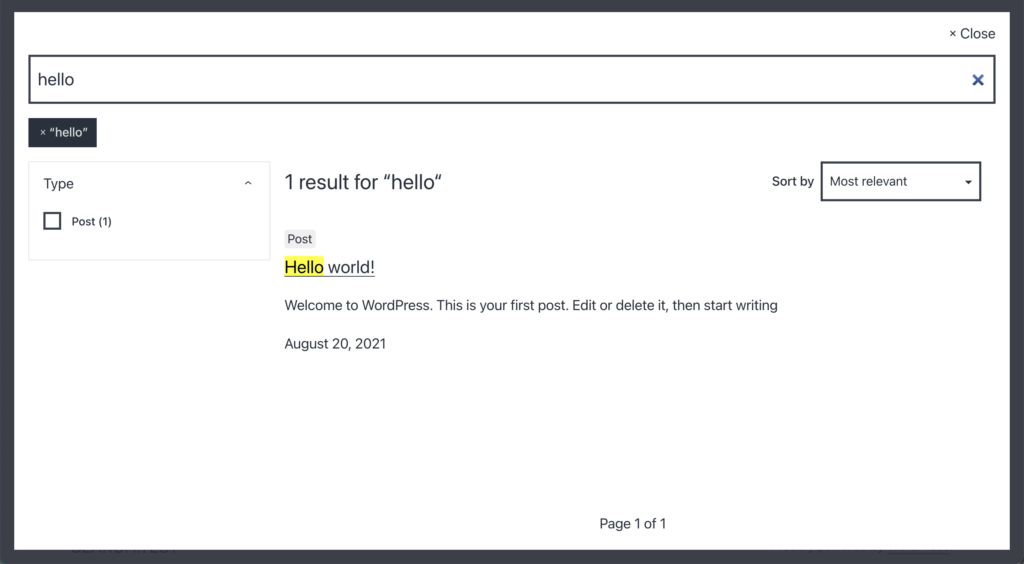Instant results modal