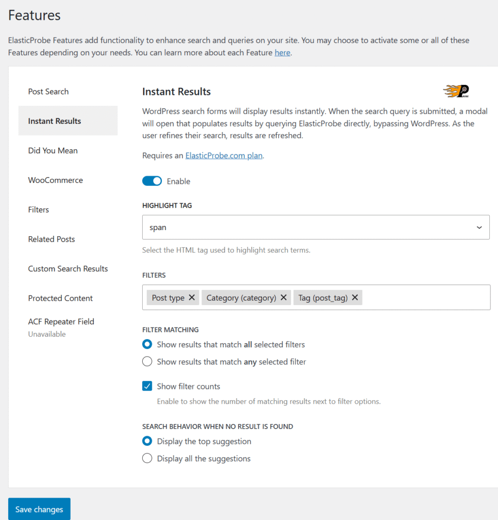 Instant Results UI
