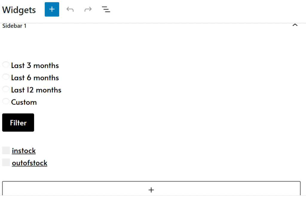 search filter widget
