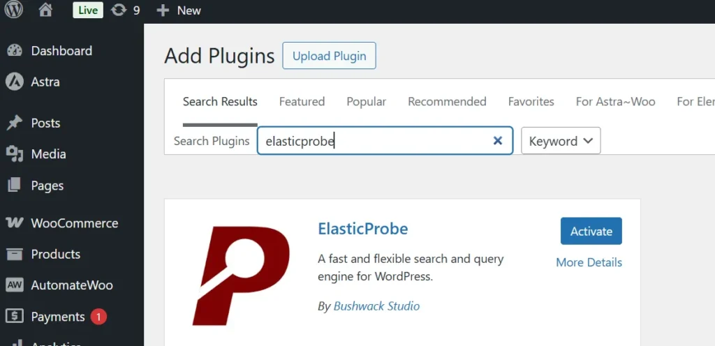 ElasticProbe in WordPress plugin directory