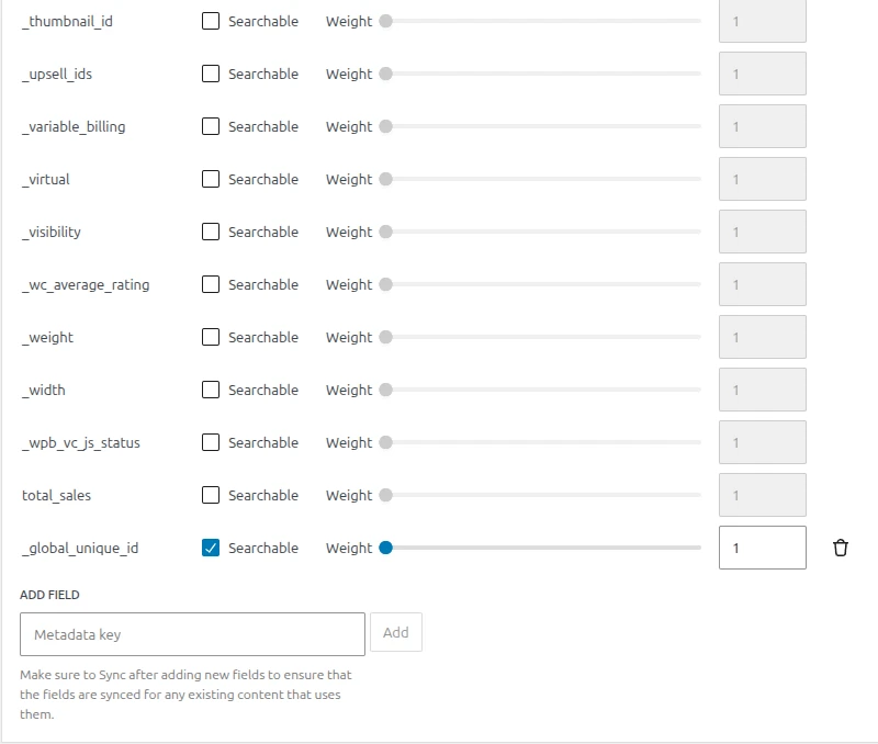 Adding GTIN to "Search Fields and Weighting" menu